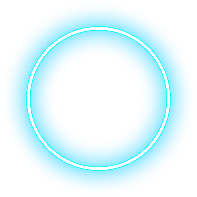 Neon circle ring glowing in blue light