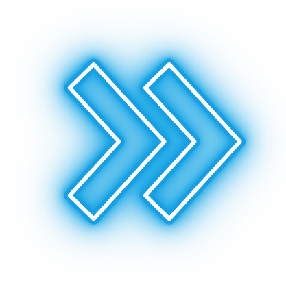 Neon blue double arrow icon